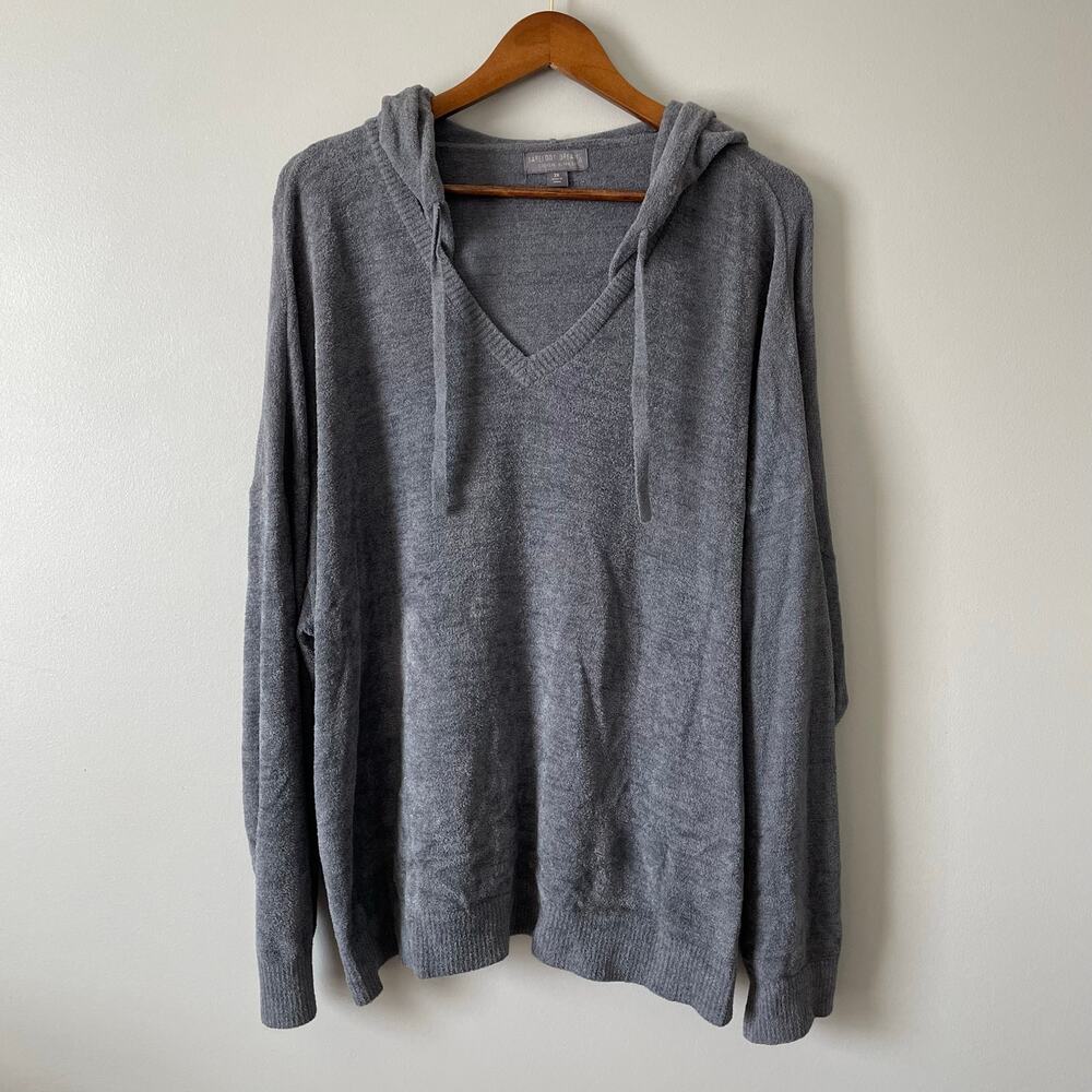 Barefoot dreams cozychic ultra lite knit carbon grey hoodie size 3x